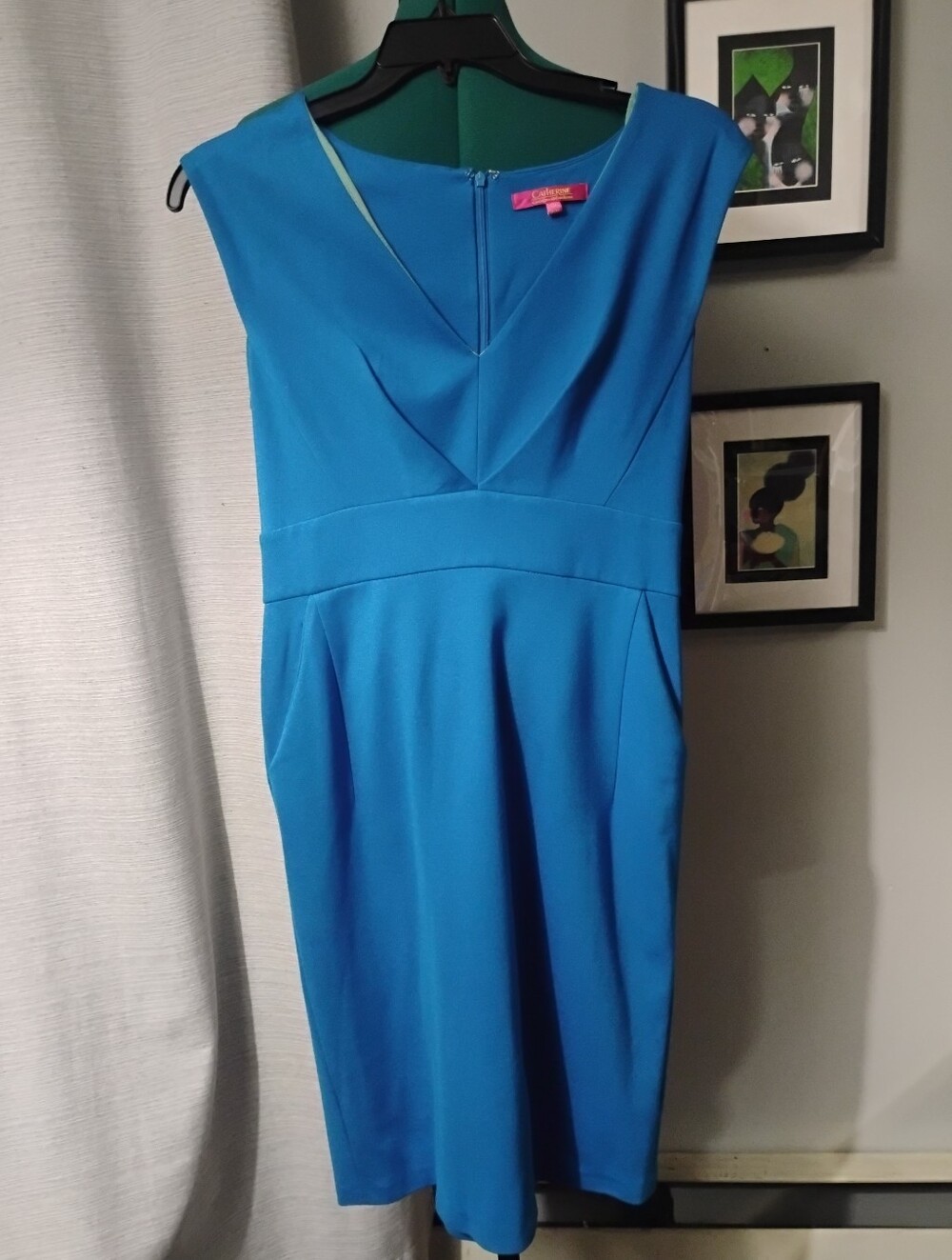 Catherine Malandrino Ponte Knit Sleeveless Sheath Dress in Ocean Blue Sz 10